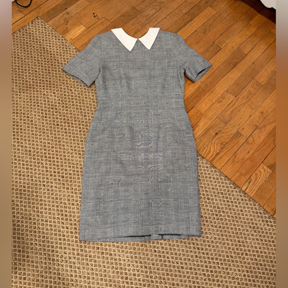 Vintage 1980’s Brooks Brothers Black White Houndstooth Dress with White Collar